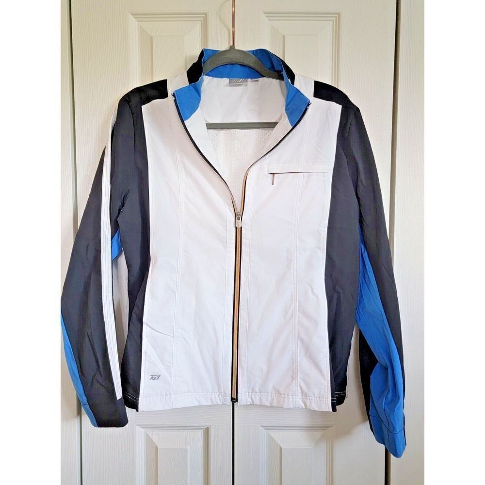 Tail‎ Large Women's Full Zip Slim Fit Golf Tennis Jacket White Black Blue L